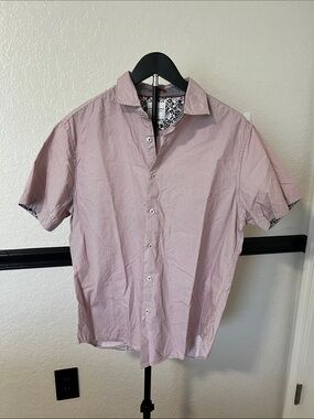 Men’s Denim & Flower Men's Short-Sleeve Button-Down Shirt - Light Pink Size L